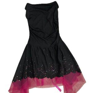 Rampage Strapless Black Mini Dress with Pink Tulle & Sequin Hem Detail - LNC